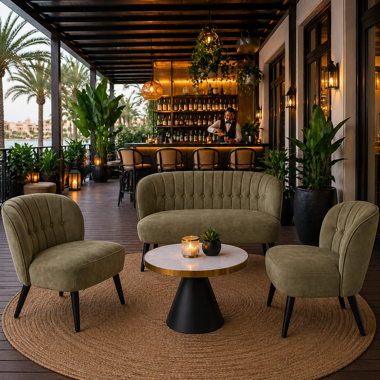 Lounge bankas BELLINI Alyvuogių detalė