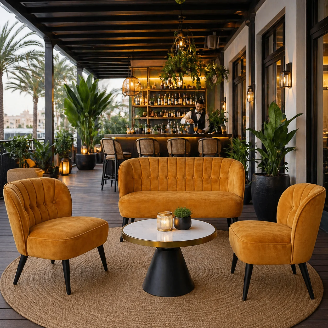 Lounge fotelis BELLINI konjako spalvos detalė