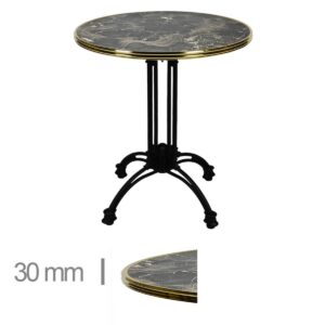 Horeca Terrastafel Rond Met Messing Rand Werzalit Brownie Marble 70 Cm 318 A 442 1200x1200